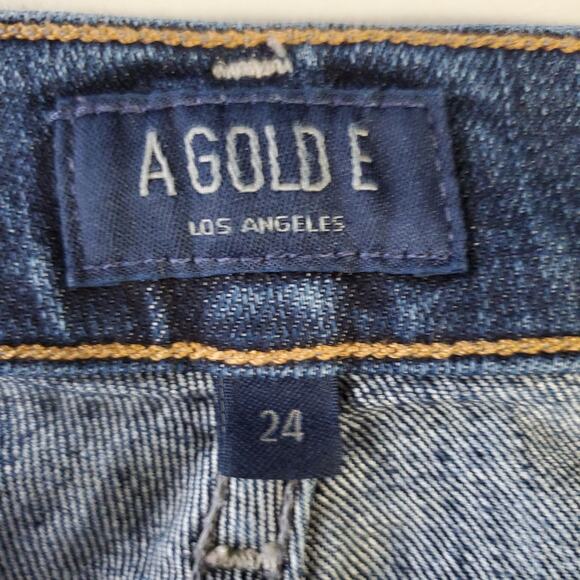 AGOLDE Women's Colette Crop Jeans Size 24 Mid Rise Dark Wash Classic Made in USA - Picture 4 of 8